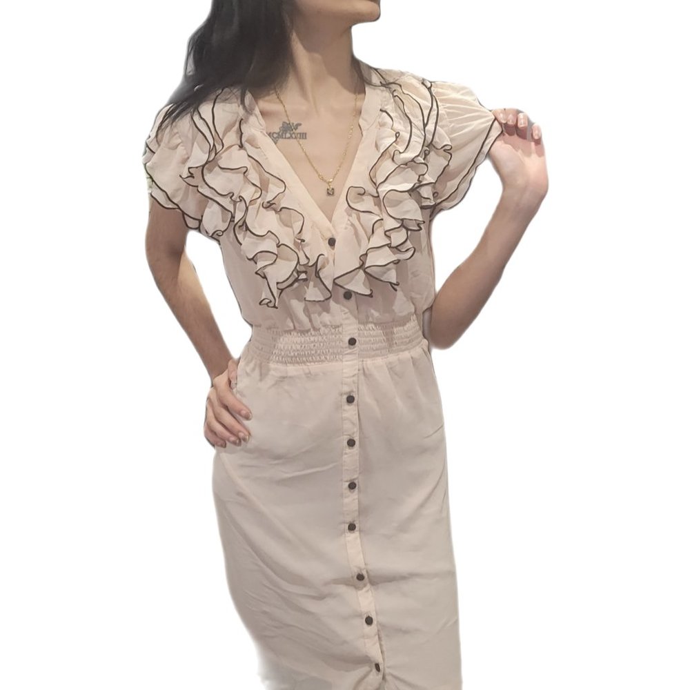 H&M Powder Pink Ruffled Midi Dress